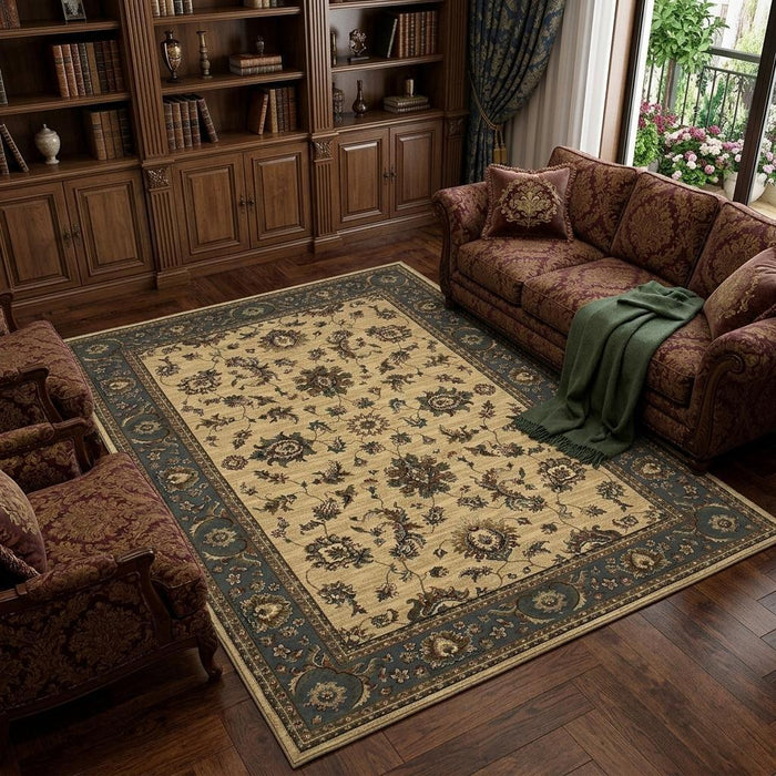 8' X 11' Oriental Area Rug (574403) - Ivory / Blue