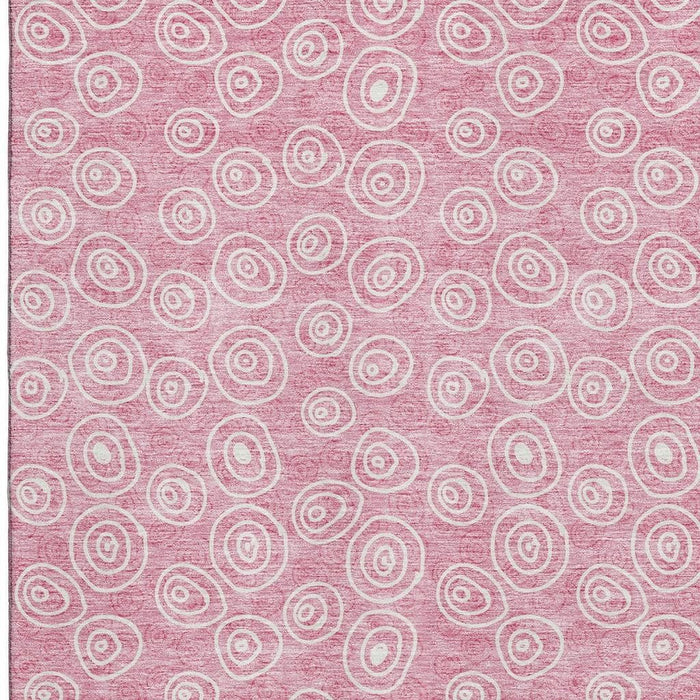 10' X 14' Polka Dot Washable Area Rug With UV Protection - Pink And Ivory