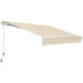 Giga Outsunny 12x8 ft cream white retractable patio awning with aluminum frame, UV and water-resistant fabric, manual crank handle
