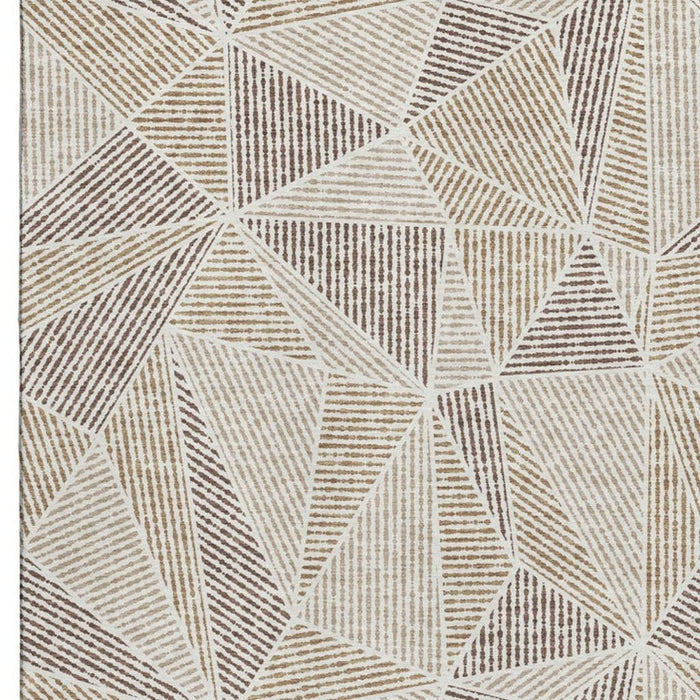 10' X 14' Geometric Washable Area Rug With UV Protection (651947) - Brown / Beige