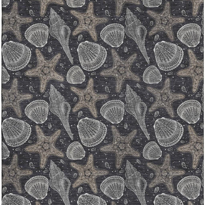 10' X 14' Geometric Washable Area Rug With UV Protection (645786) - Midnight / Taupe