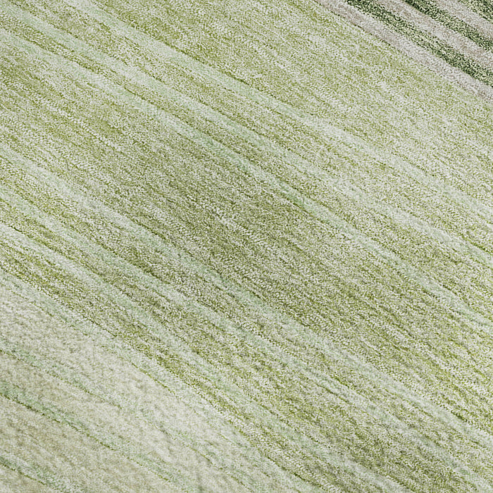 10' X 14' Striped Washable Area Rug With UV Protection - Artichoke Green And Taupe