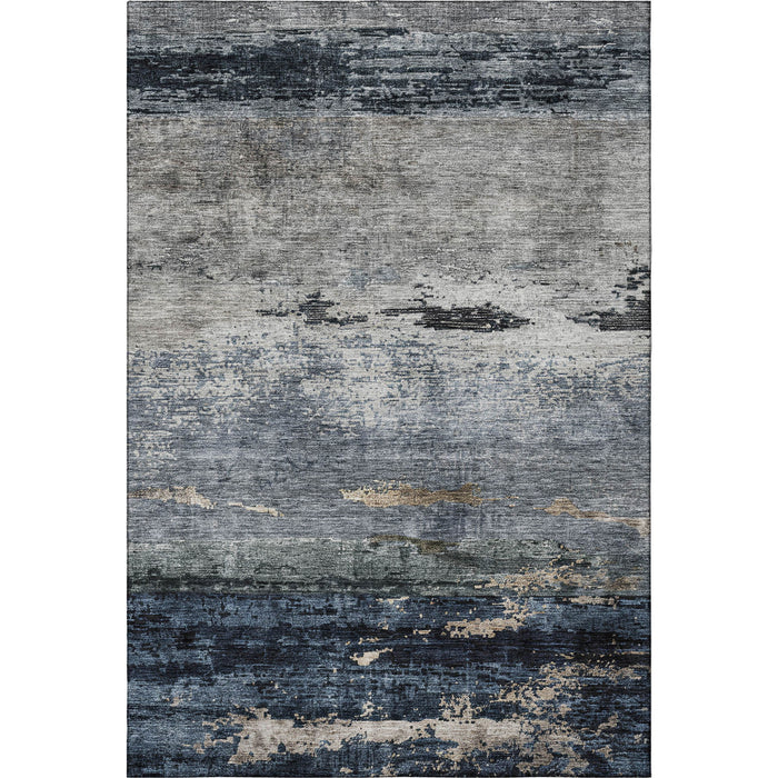 10' X 14' Abstract Washable Area Rug With UV Protection (688291) - Navy Blue / Gray / Silver