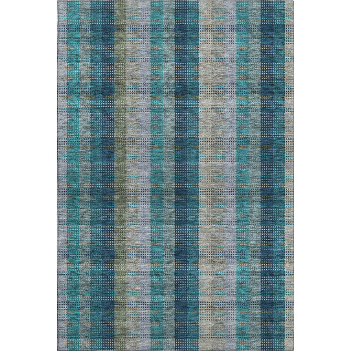 10' X 14' Plaid Washable Area Rug With UV Protection (676512) - Teal / Olive Green / Taupe