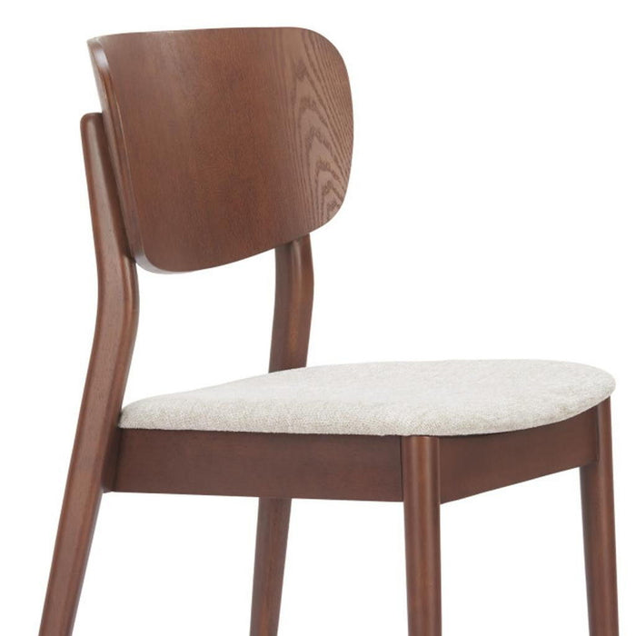 Upholstered Fabric Wood Open Back Dining Side Chairs (Set of 2) - Beige / Brown