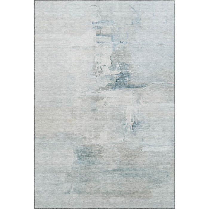 10' X 14' Abstract Washable Area Rug With UV Protection (715693) - Sky Blue / Ivory