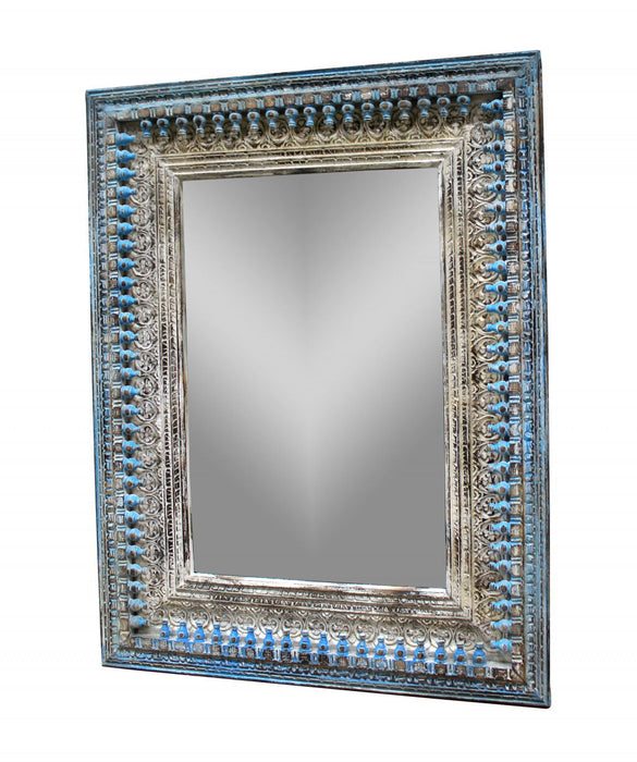 50" Solid Framed Accent Mirror - Blue / Silver