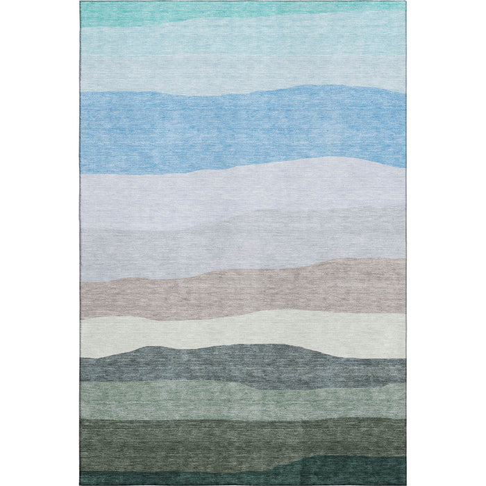10' X 14' Striped Washable Area Rug With UV Protection (714883) - Green / Blue