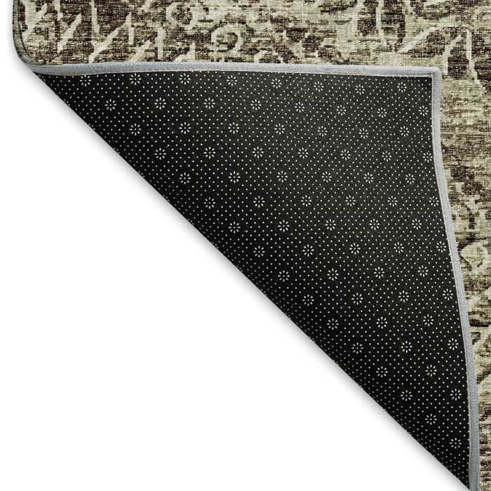 10' X 14' Medallion Washable Area Rug With UV Protection (644898) - Brown / Ivory