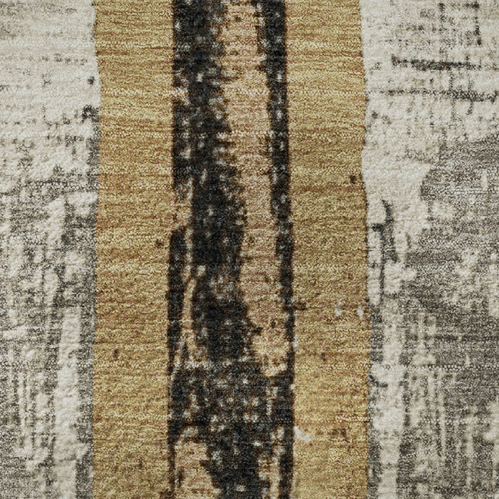 10' X 14' Striped Washable Area Rug With UV Protection (706439) - Taupe / Gold / Gray