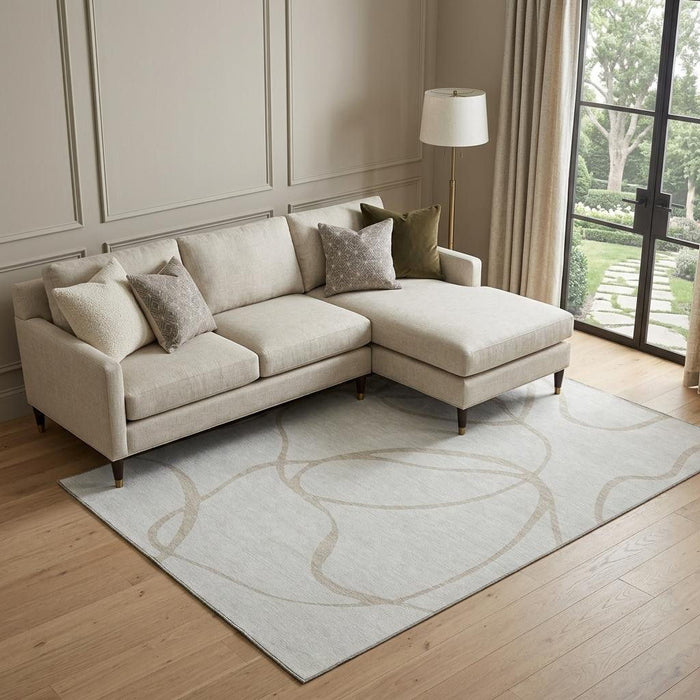10' X 14' Abstract Washable Area Rug With UV Protection (678652) - Ivory / Beige