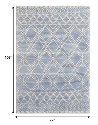 6' x 9' Geometric Handmade Area Rug - Blue And Ivory