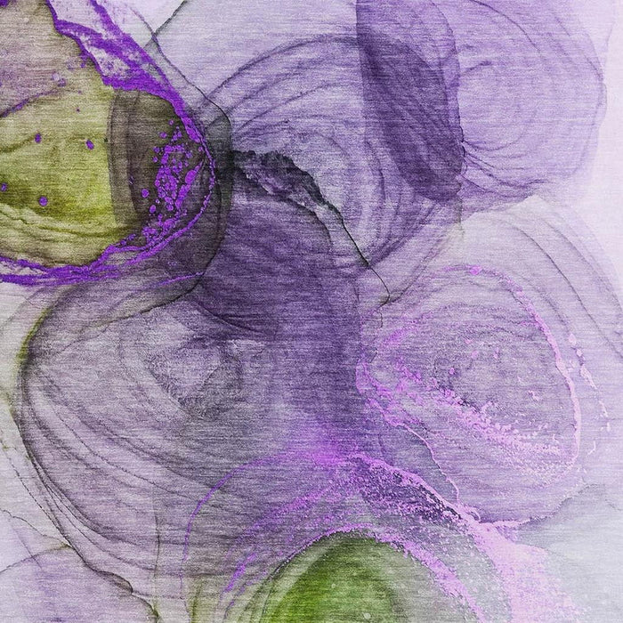 8' X 10' Abstract Washable Area Rug With UV Protection (647048) - Purple / Green / Ivory