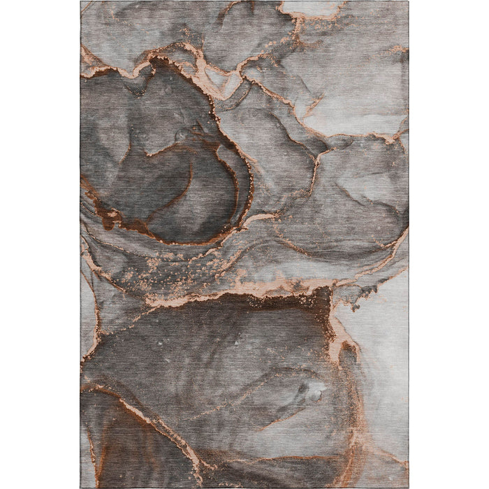 8' X 10' Abstract Washable Area Rug With UV Protection (647450) - Peach / Gray