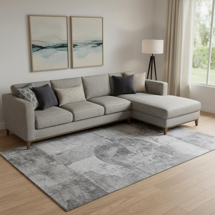 10' X 14' Geometric Washable Area Rug With UV Protection (707665) - Gray / Silver