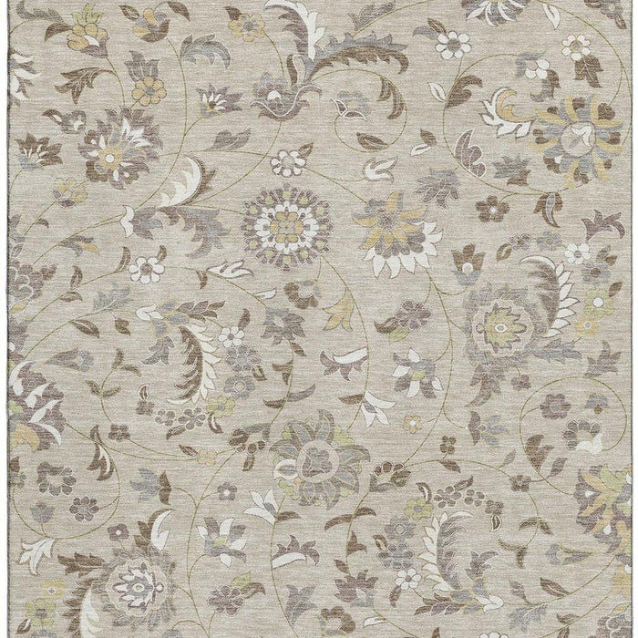 10' X 14' Floral Washable Area Rug With UV Protection (678958) - Beige / Gray / Ivory