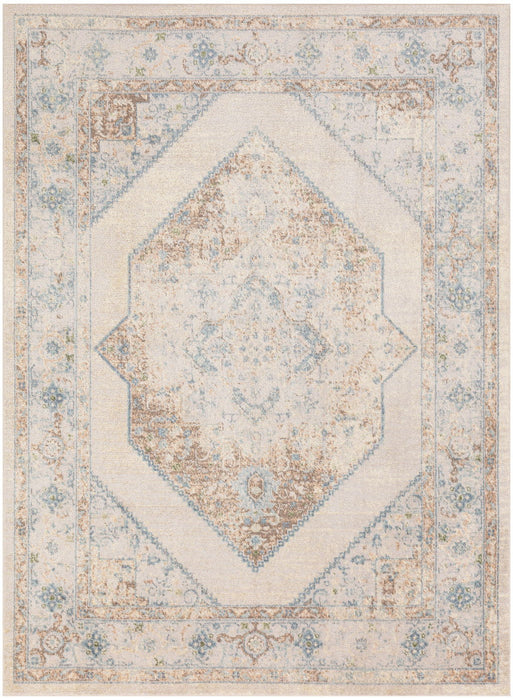 4' X 6' Geometric Area Rug (554973) - Ivory / Blue