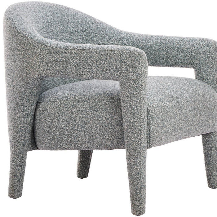 Fabric And Solid Wood Arm Chair - Blue / Gray