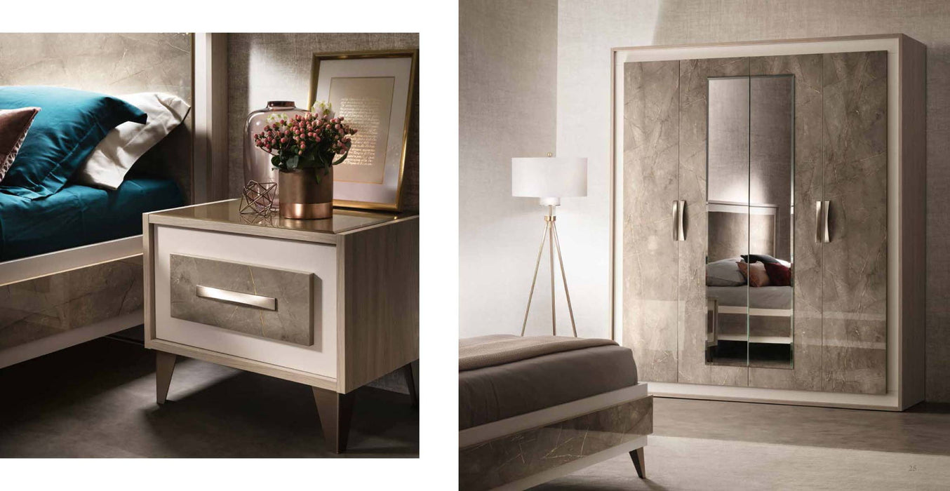 Light brown and beige ESF ArredoAmbra accent nightstand with sleek design and smooth surface.