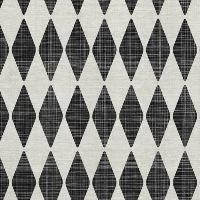 10' X 14' Diamond Washable Area Rug With UV Protection (650026) - Black / Ivory