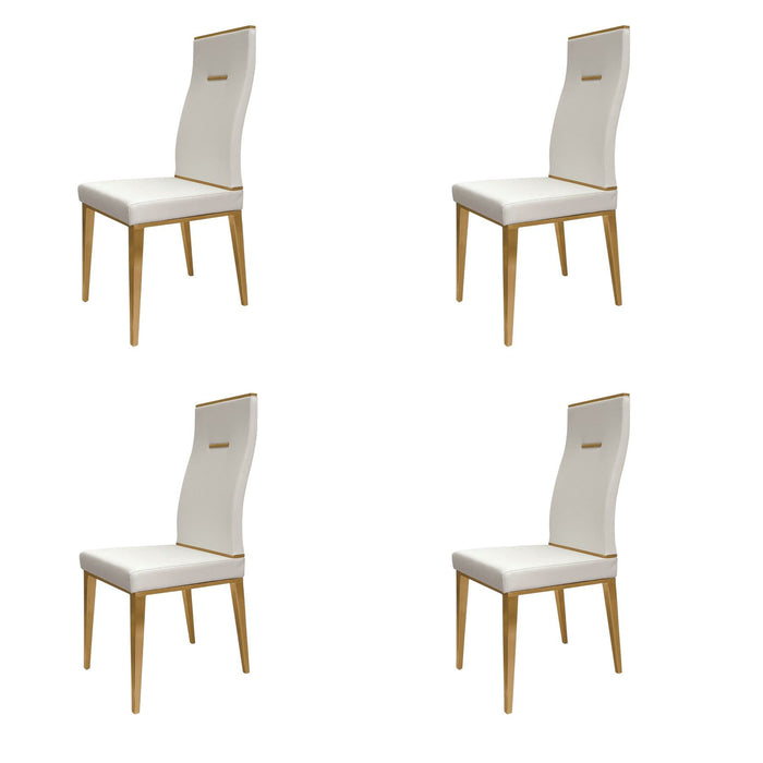 Contemporary Upholstered Faux Leather Dining Side Chairs (Set of 4) - White
