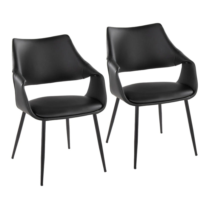 Curvo - High Back Upholstered Chair (Set of 2) - Black Metal Legs