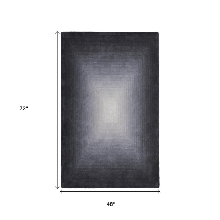 4' X 6' Abstract Hand Tufted Area Rug - Black