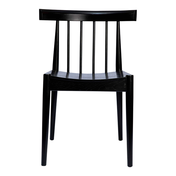Wood Slat Back Dining Side Chair - Black