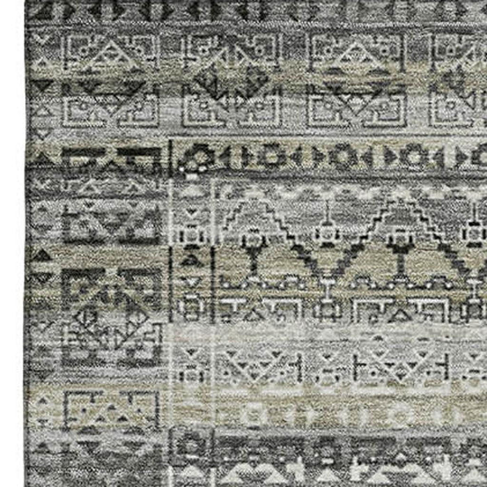 10' X 14' Striped Washable Area Rug With UV Protection (717845) - Pewter / Charcoal