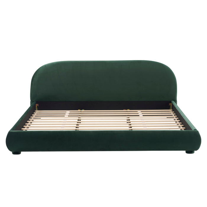 Upholstered Simple Modern Bedroom Bed With Curved Headboard