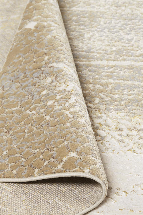 12' x 18' Abstract Area Rug - Ivory Gray And Gold