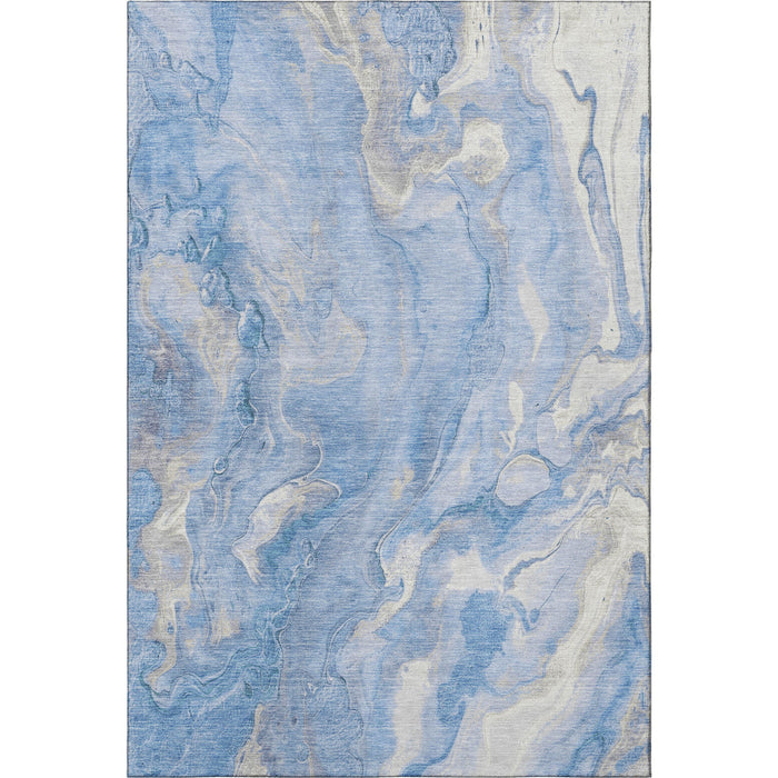 10' X 14' Abstract Washable Area Rug With UV Protection (697794) - Blue / Gray / Silver