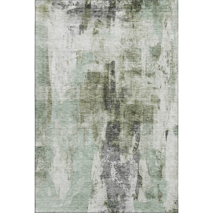 10' X 14' Abstract Washable Area Rug With UV Protection (683710) - Mint Green / Ivory / Gray