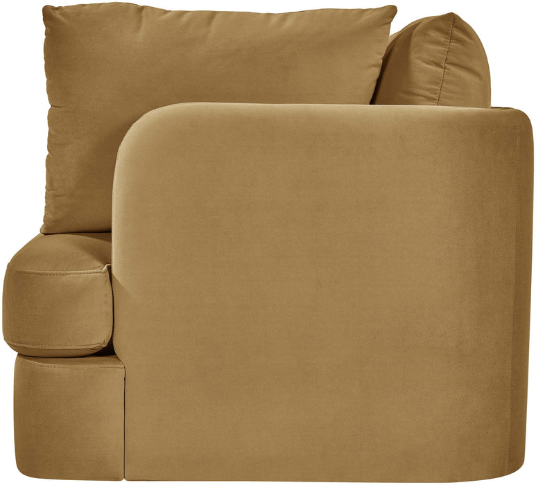 Velvet upholstered stationary chair by Meridian Furniture with plush fabric and modern design.