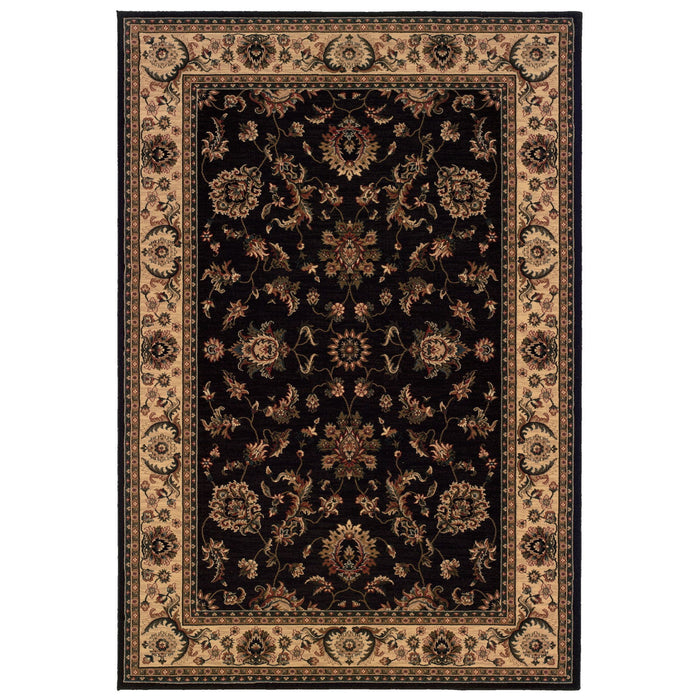 8' X 11' Oriental Area Rug (574396) - Black / Ivory