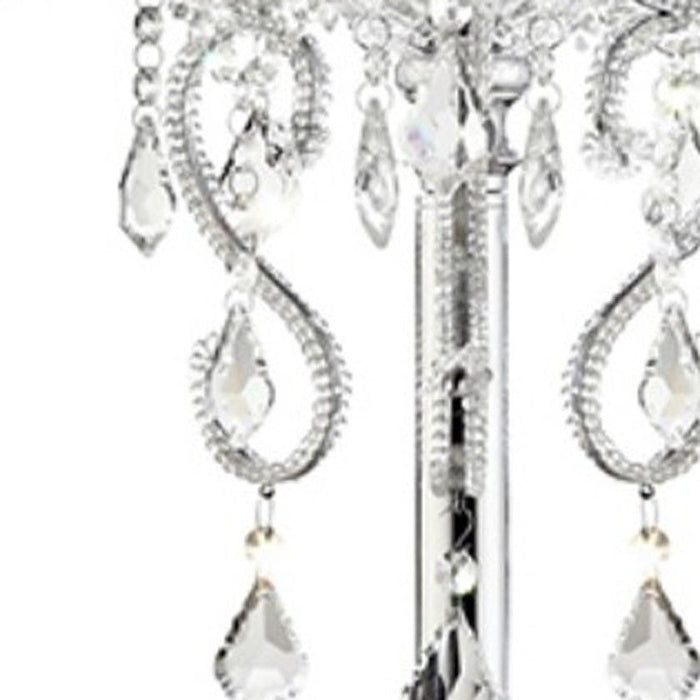 Glam Faux Crystal Accent Table Lamp With See Thru Shade - Silver