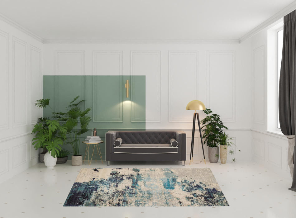 7' x 10' Abstract Power Loom Contemporary Area Rug - Ivory