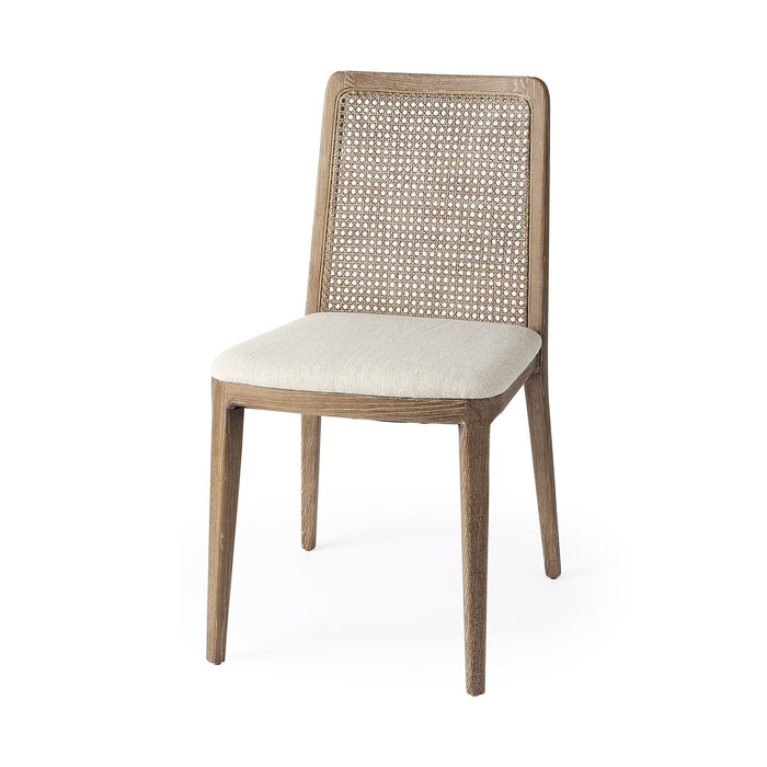 Upholstered Fabric Cross Back Side Chairs (Set of 2) - Cream
