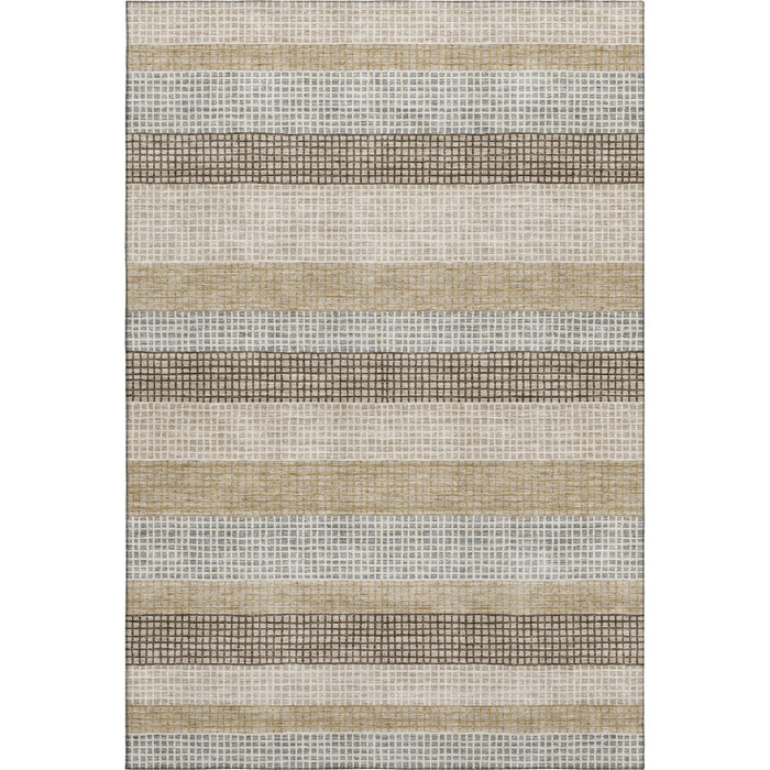 10' X 14' Striped Washable Area Rug With UV Protection (710789) - Beige / Ivory / Chocolate