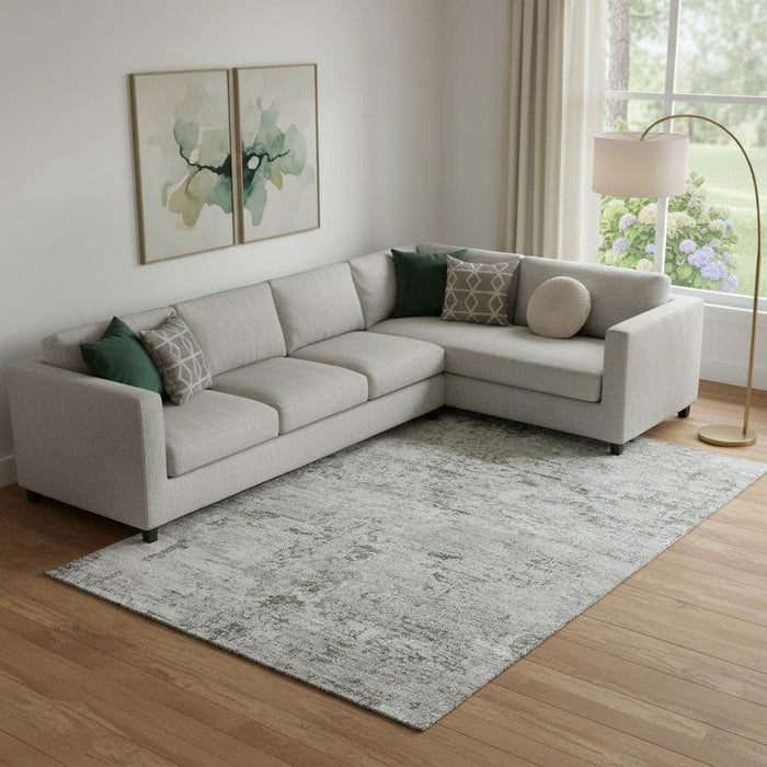 10' X 14' Abstract Washable Area Rug With UV Protection (699166) - Pewter / Ivory