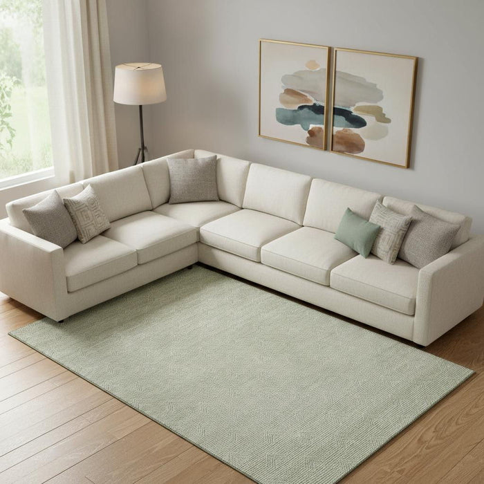 10' X 14' Abstract Geometric Washable Area Rug With UV Protection (672308) - Artichoke Green / Ivory