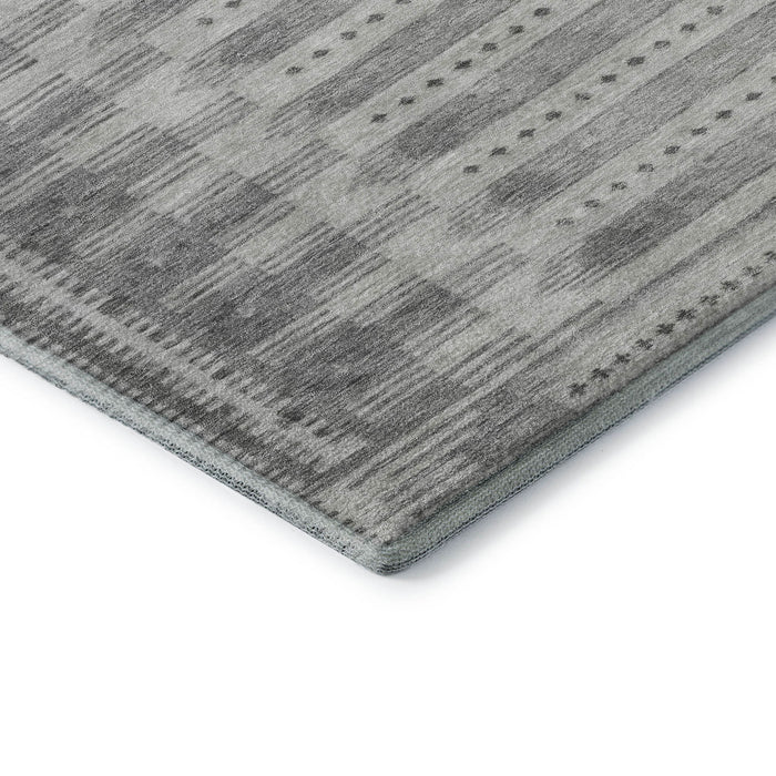 10' X 14' Geometric Washable Area Rug With UV Protection (708025) - Gray / Silver