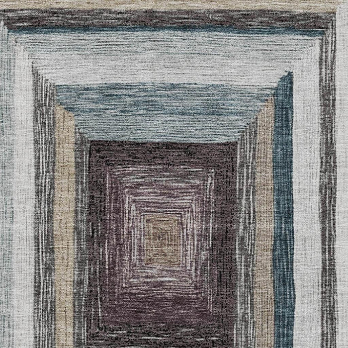 10' X 14' Geometric Washable Area Rug With UV Protection (709318) - Beige / Ivory / Charcoal