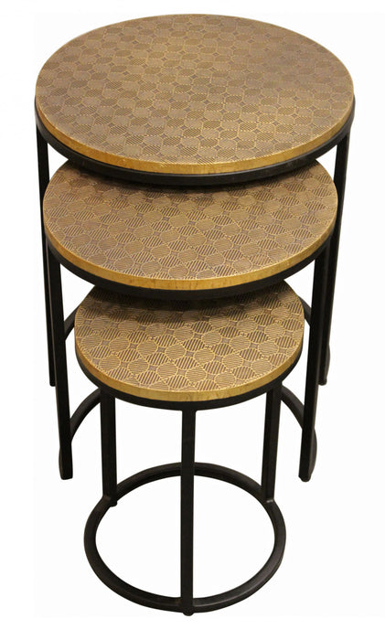 Round Nested Tables (Set of 3) - Black And Brass