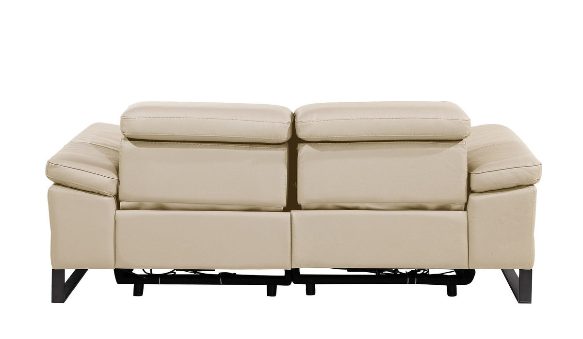 Italian Leather Power Reclining Loveseat (720496) - Cream / Black