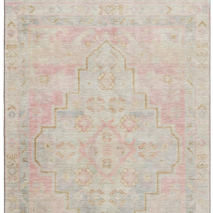 10' X 14' Medallion Washable Area Rug With UV Protection (708073) - Pink / Gray