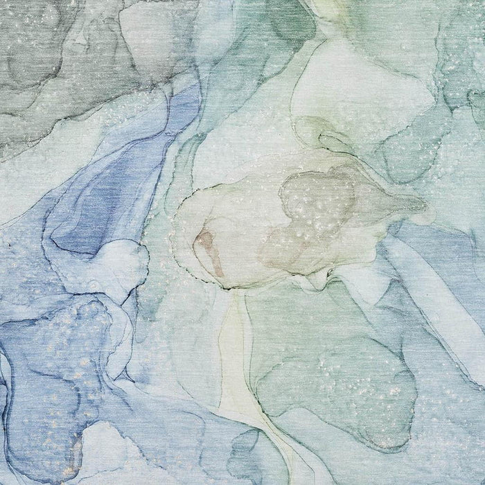 3' X 5' Abstract Washable Area Rug With UV Protection (647003) - Blue / Ivory