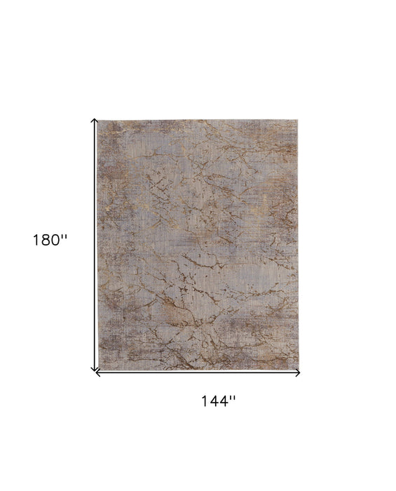 12' x 15' Abstract Power Loom Area Rug - Brown Taupe And Tan