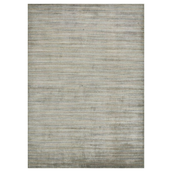 8' X 10' Wool Striped Hand Woven Area Rug - Silver And Gray