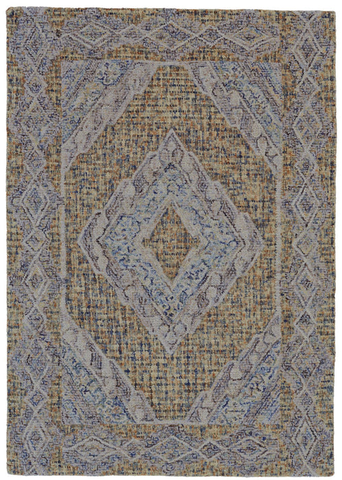 9' X 13' Wool Geometric Hand Tufted Area Rug (744417) - Blue / Gray / Yellow